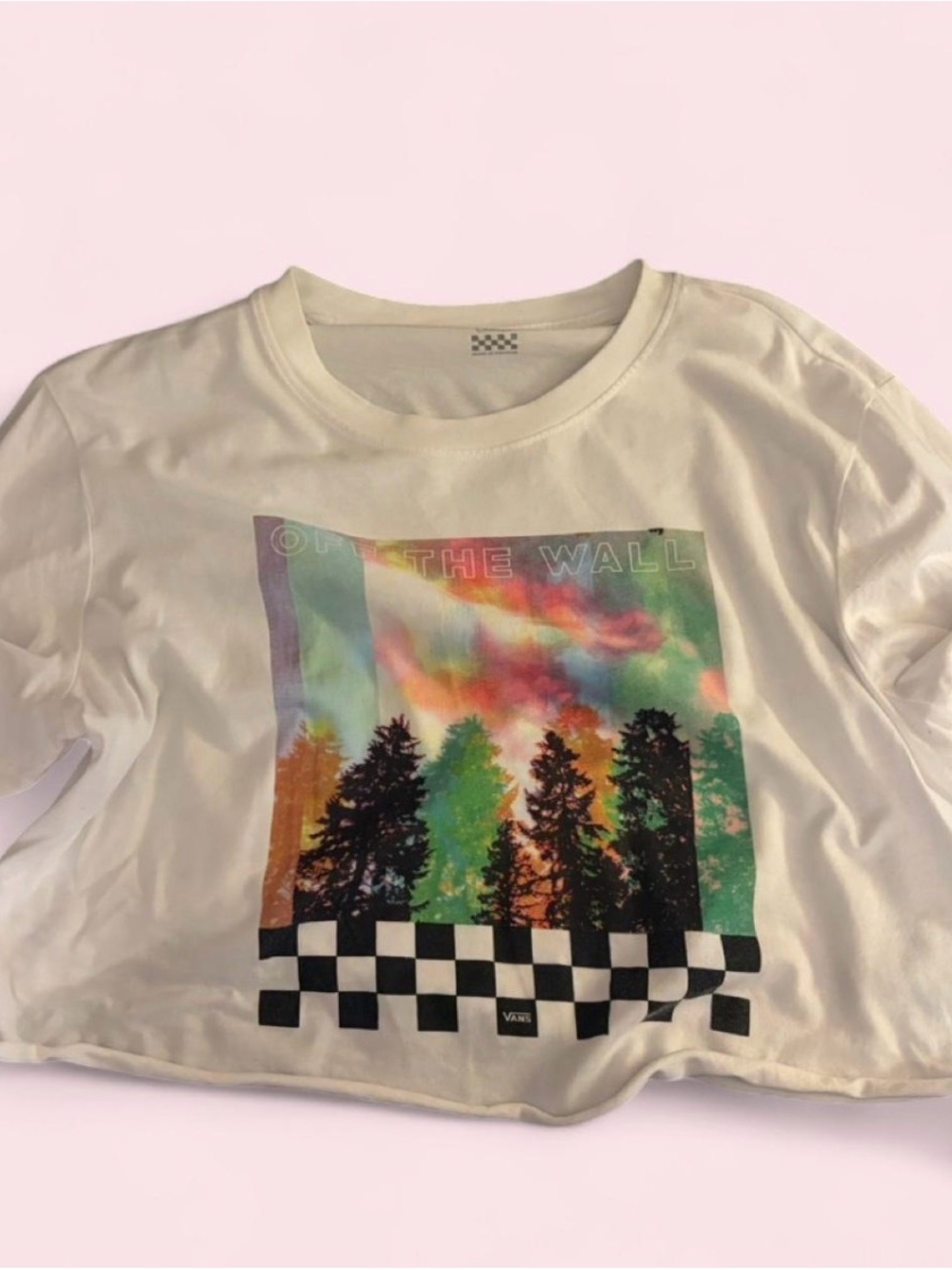Cream Graphic Tee with Rainbow Tree Print